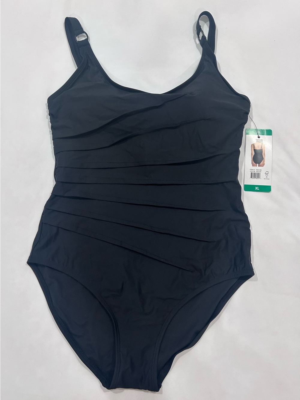 DKNY Black One-Piece Swimsuit with Diagonal Ruching